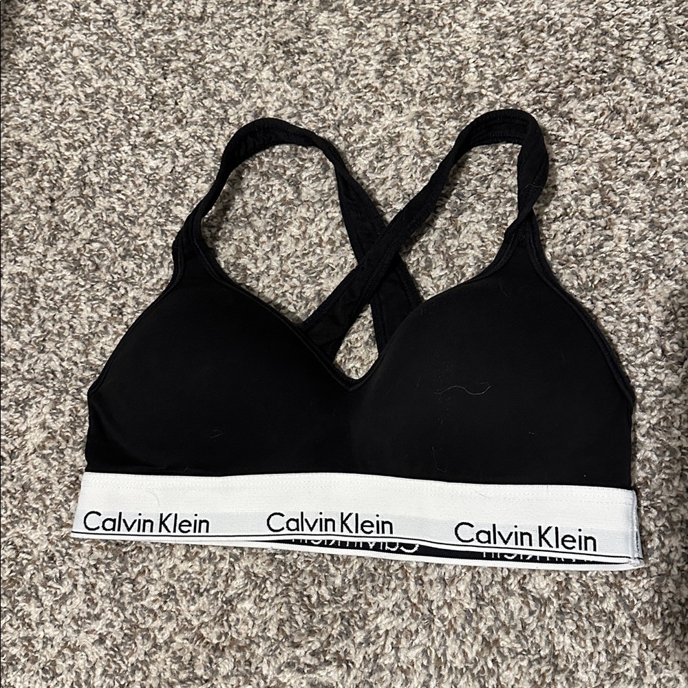 Calvin Klein Black and White Cross-Back Bra
